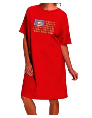 American Flag Adult Night Shirt Dress with Bacon Design