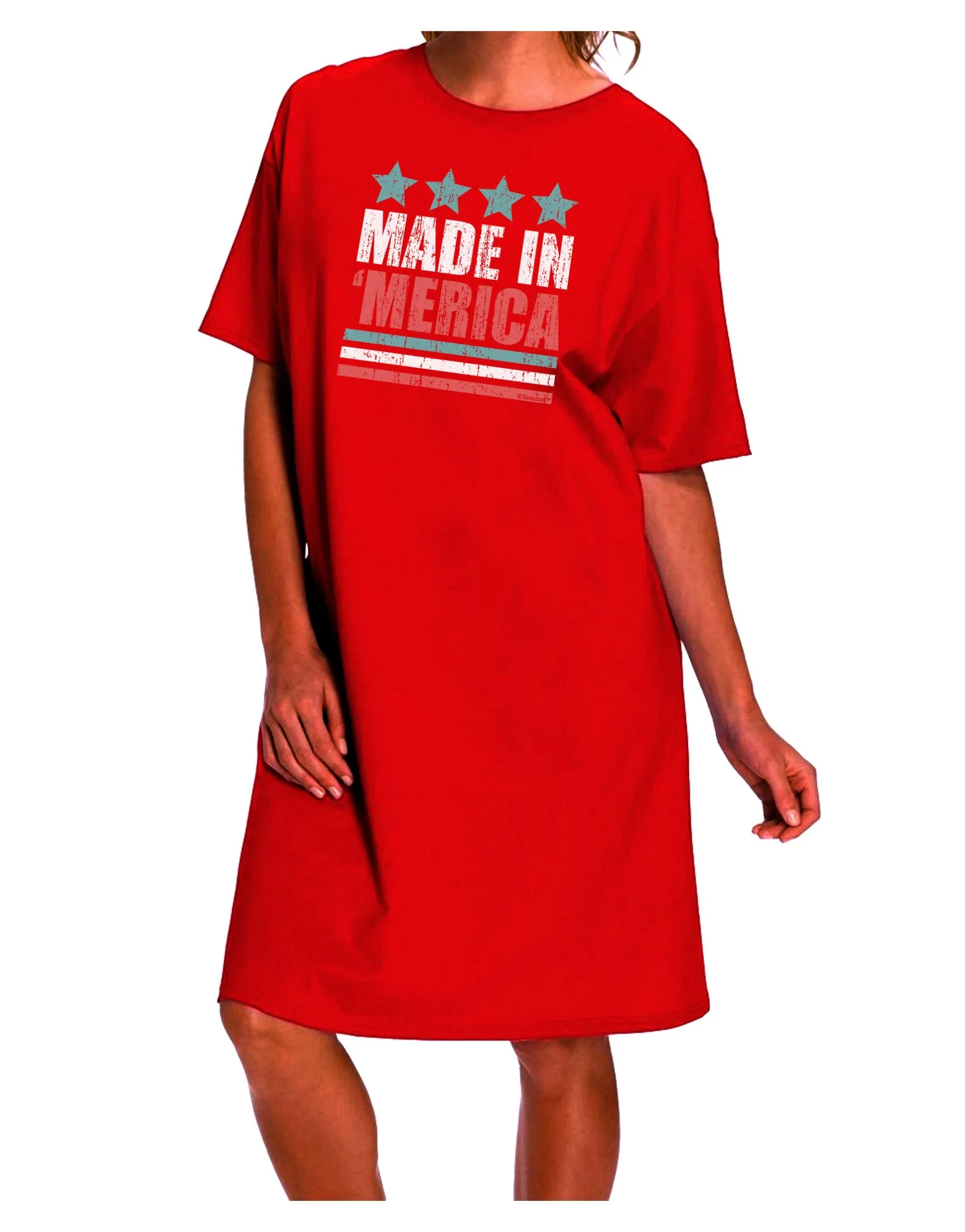 American-Made - Adult Night Shirt Dress with Stars and Stripes Color Design