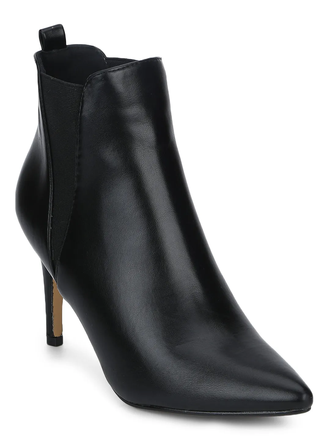 Black PU Low Heel Chelsea Ankle Boots