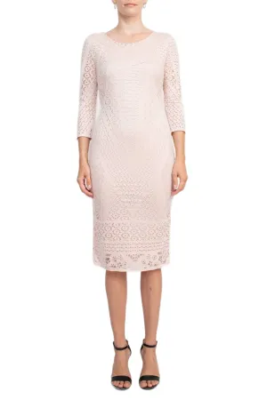 Catherine Malandrino Scoop Neck 3/4 Sleeve Bodycon Burnout Dress