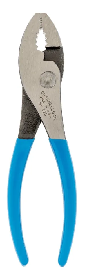 CHANNELLOCK 526 Slip Joint Plier, 6-1/2 in OAL, 3/4 in Jaw Opening, Blue Handle, Comfort-Grip Handle, 1-9/32 in W Jaw :EA: QUANTITY: 1