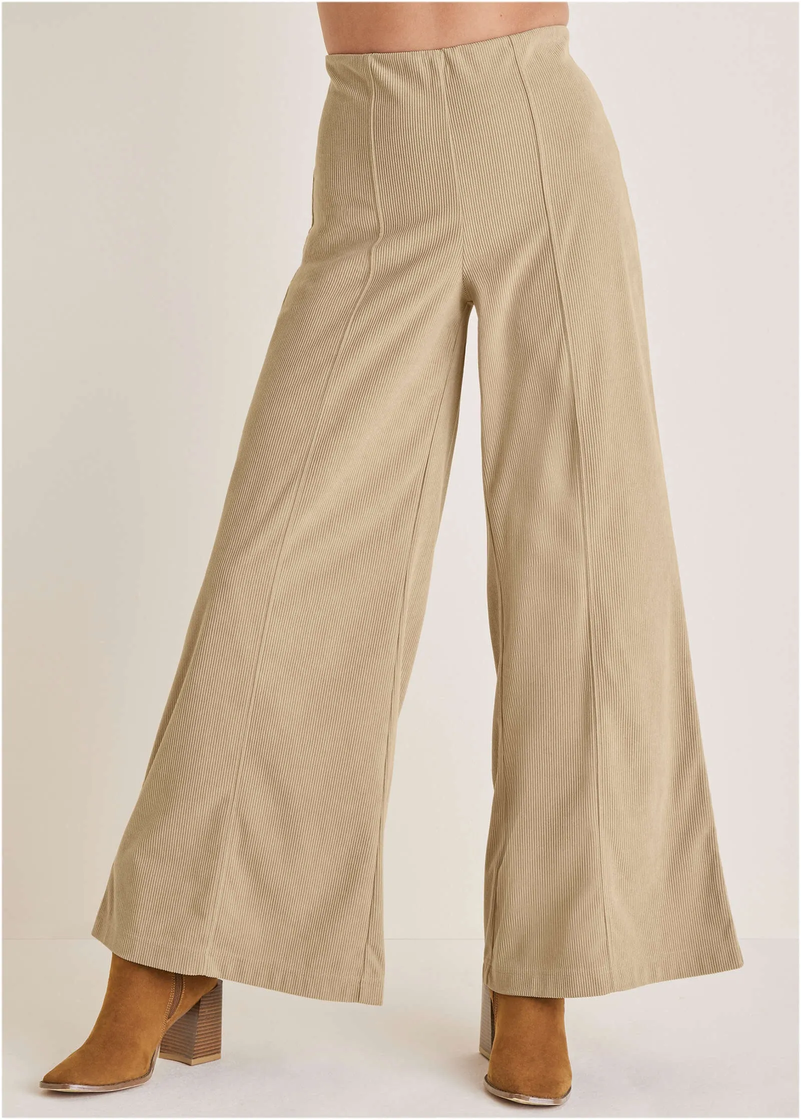 Corduroy Wide Leg Pants - Oxford Tan