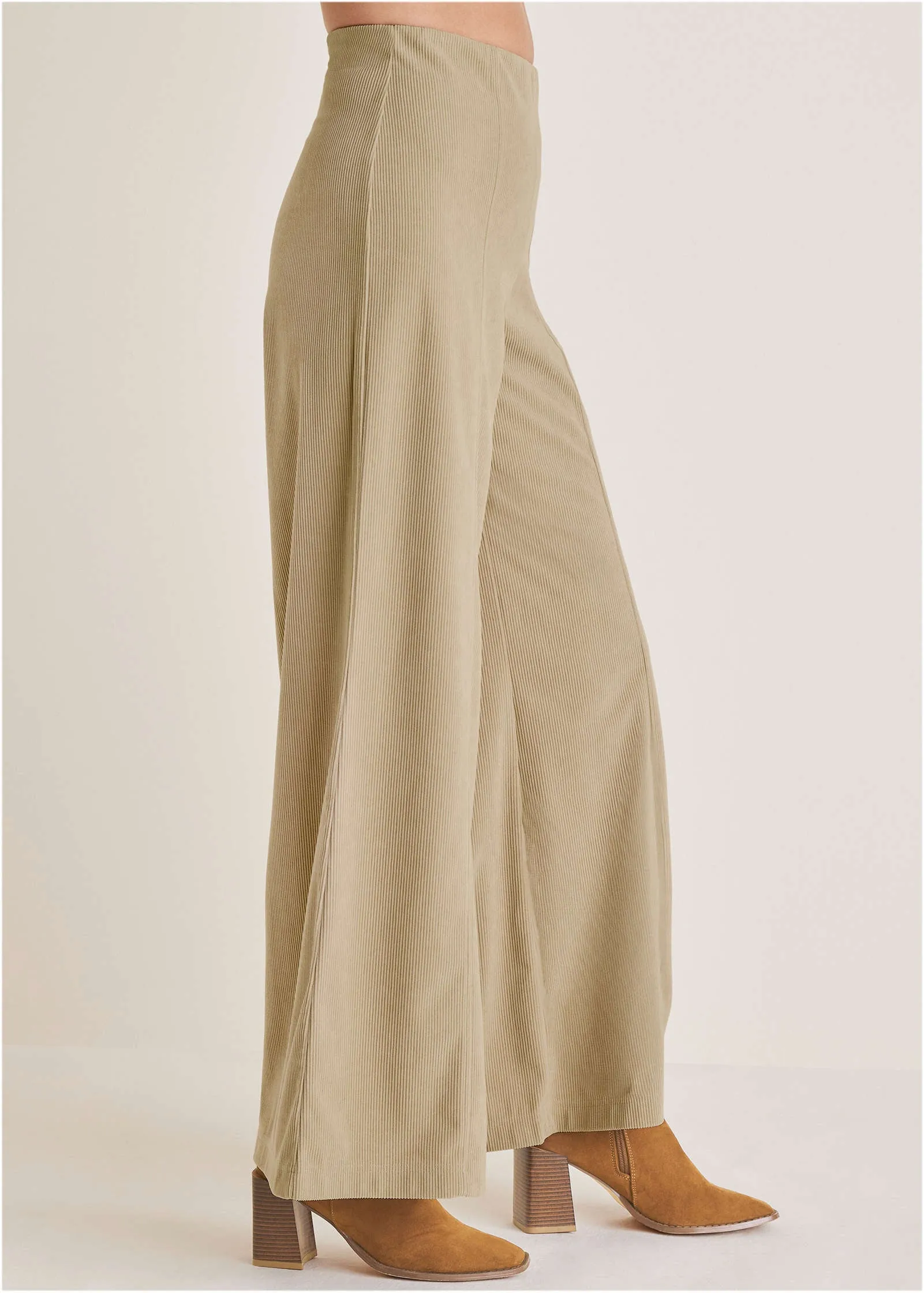 Corduroy Wide Leg Pants - Oxford Tan