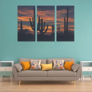 Desert Sunset 3 Pc Canvas Prints Framed Canvas Art Prints Set of 3