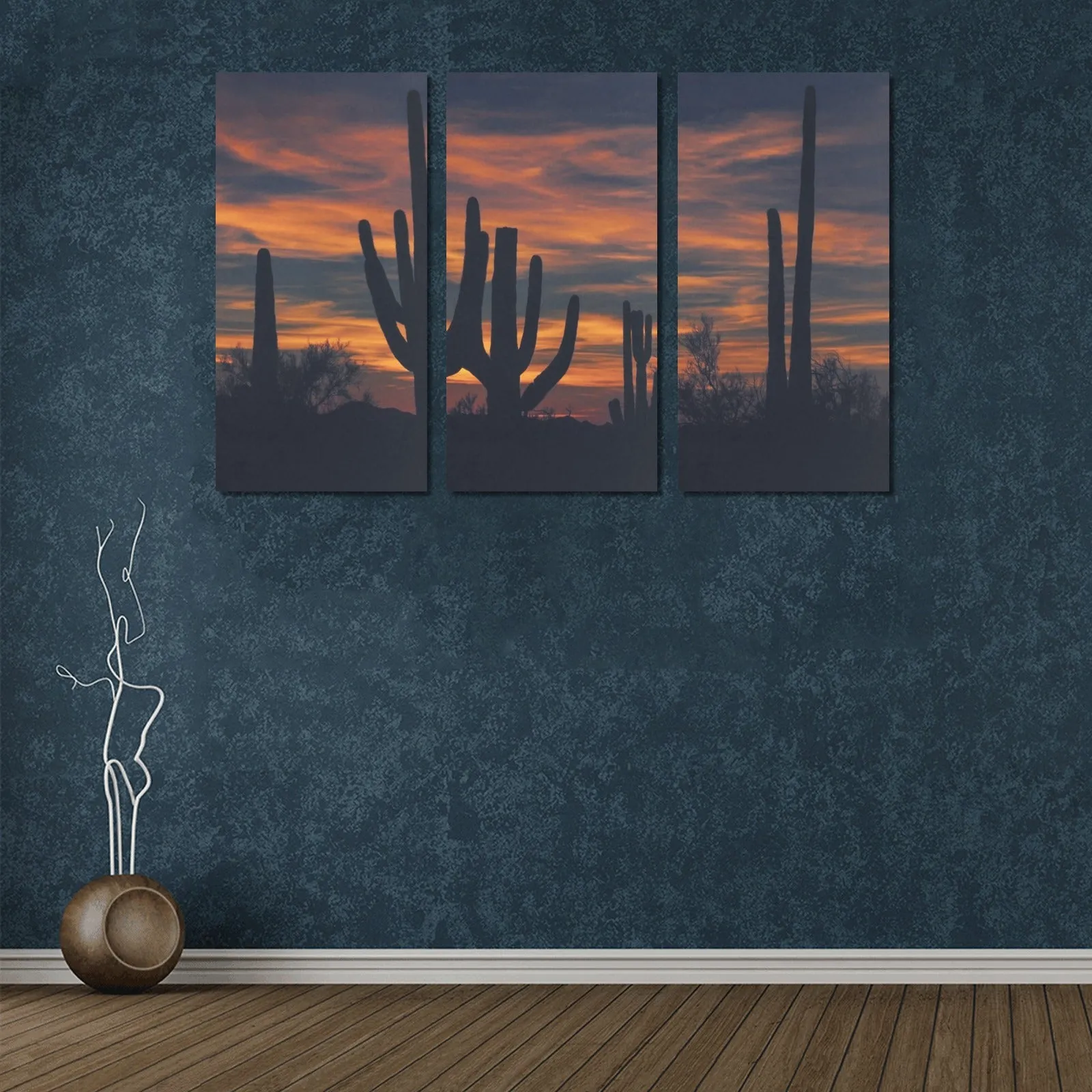 Desert Sunset 3 Pc Canvas Prints Framed Canvas Art Prints Set of 3