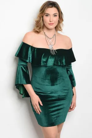 Green Velvet Cold Shoulder Bodycon Dress