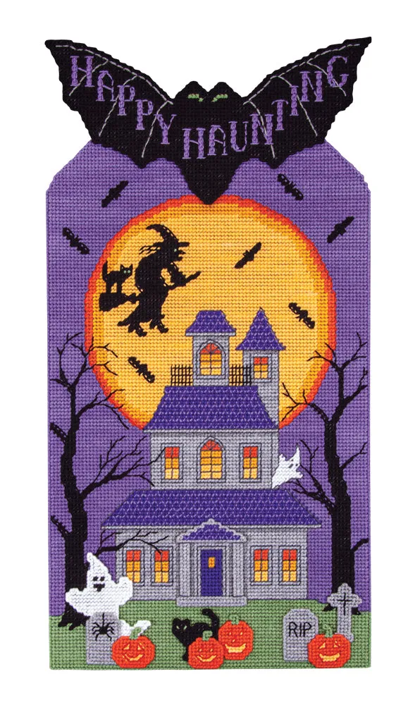 Happy Haunting Plastic Canvas Wall Hanging