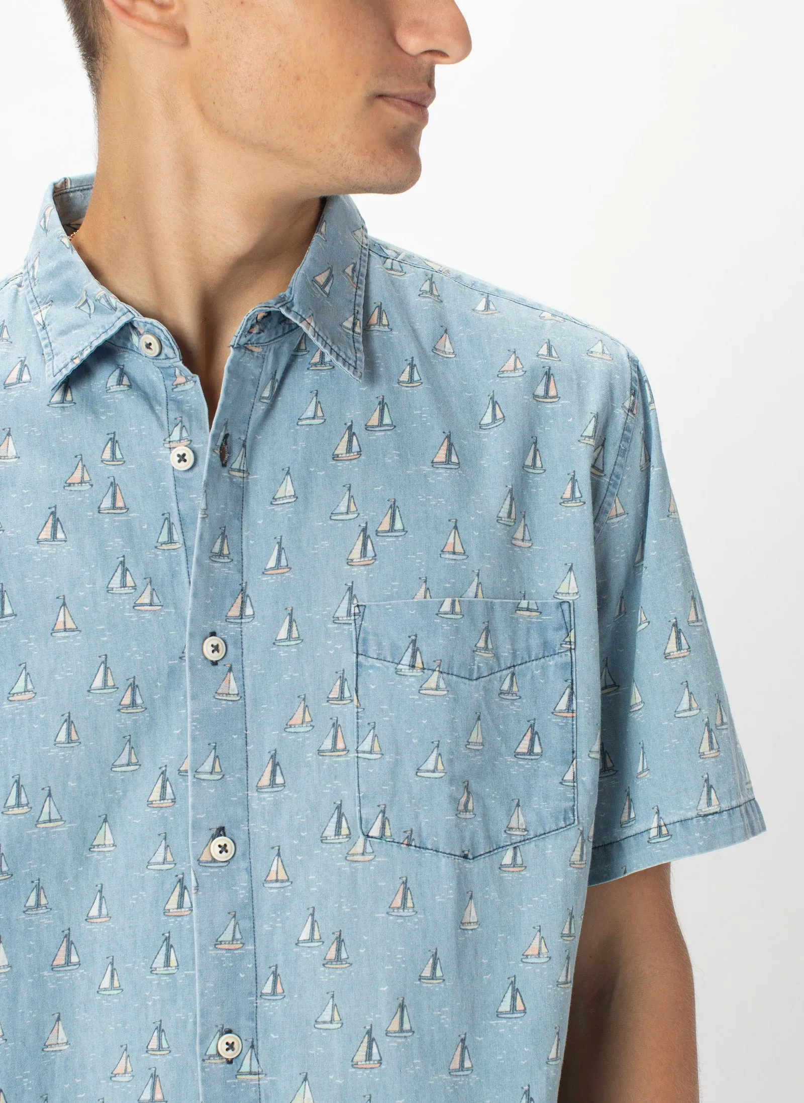 Holiday Short-Sleeve Shirt Indigo Yachts - Sale