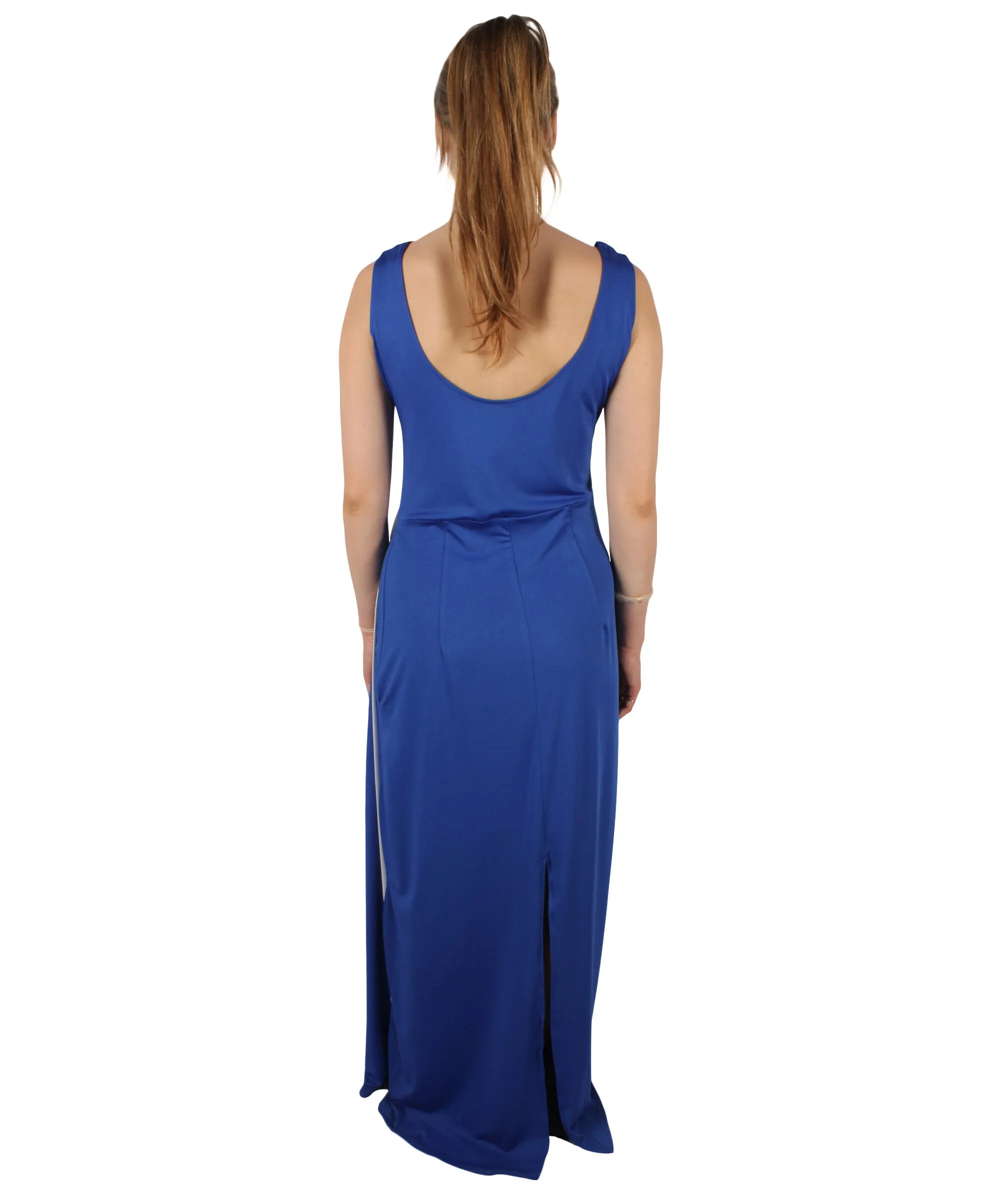 HPO Adult Women's Blue Long Maxi Bodycon Dress Costume | Perfect for Halloween | Flame-retardant Synthetic Fabric