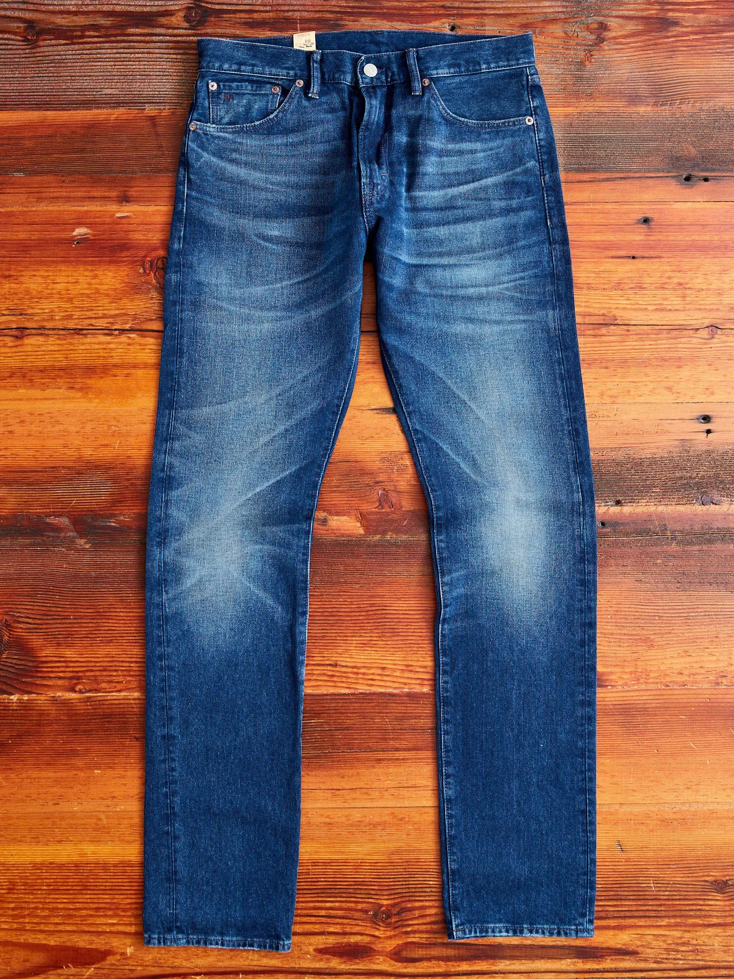 Indigo Bedford Cord Pants - High Slim Fit