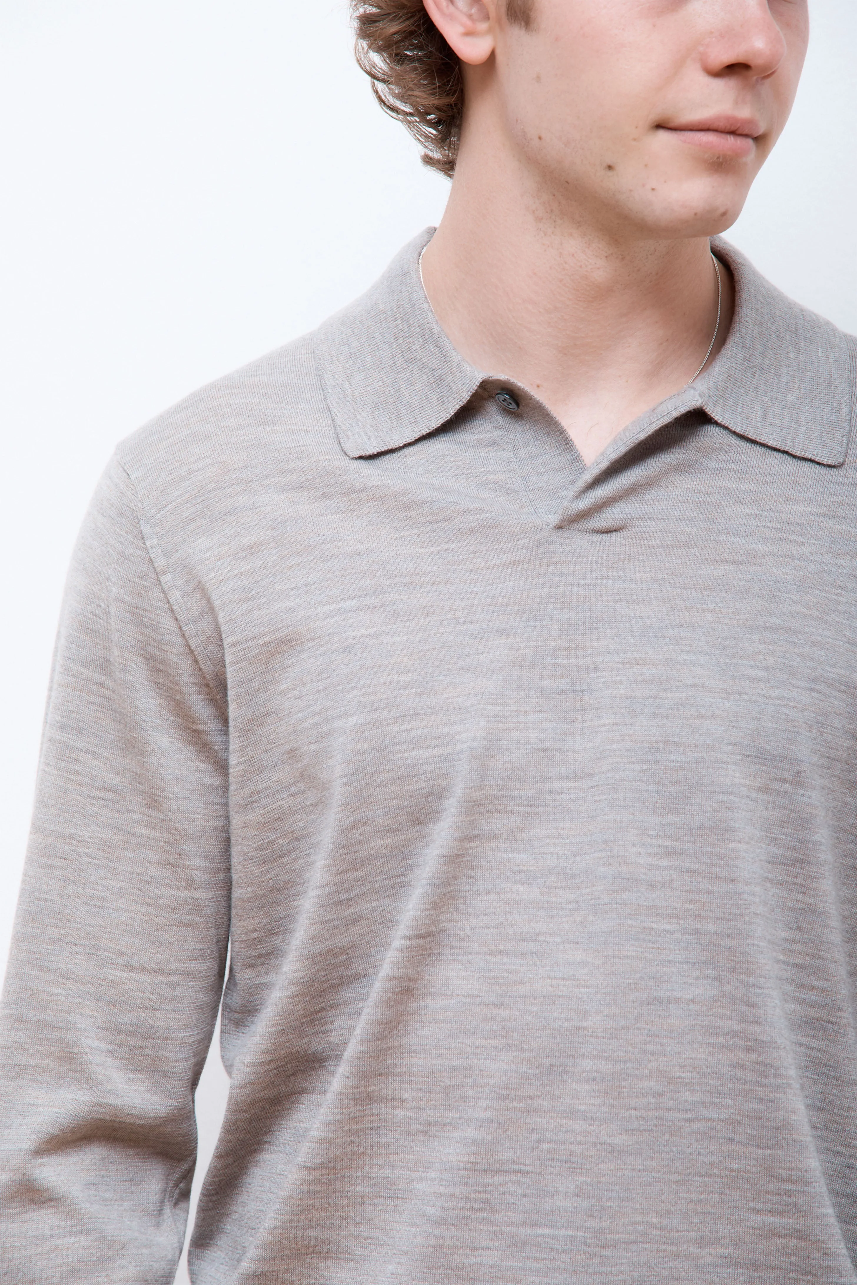 Jon Tech Merino LS Polo Sand