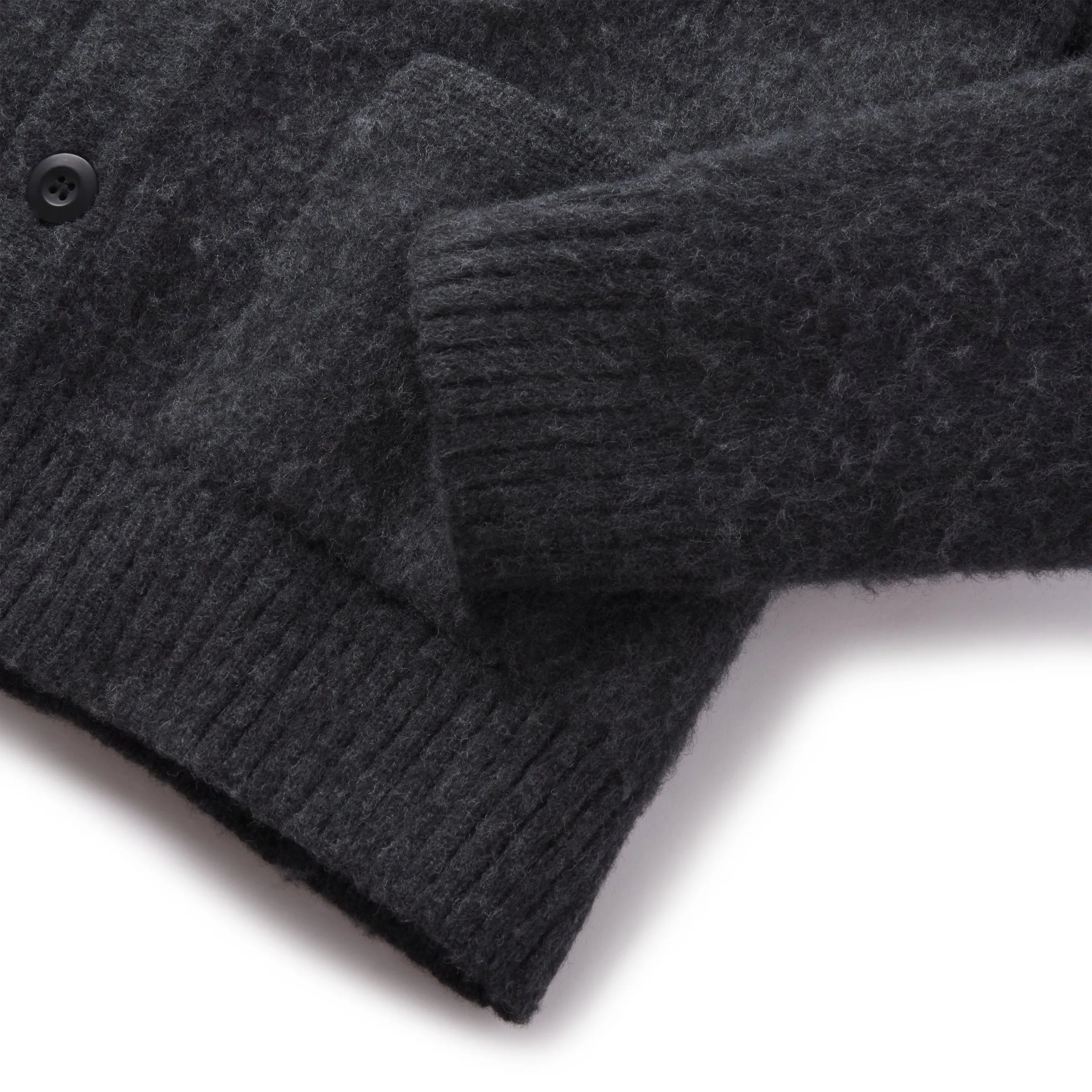 Kent Brushed Wool Cardigan - Charcoal