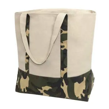 Large Camo Canvas Tote Bag