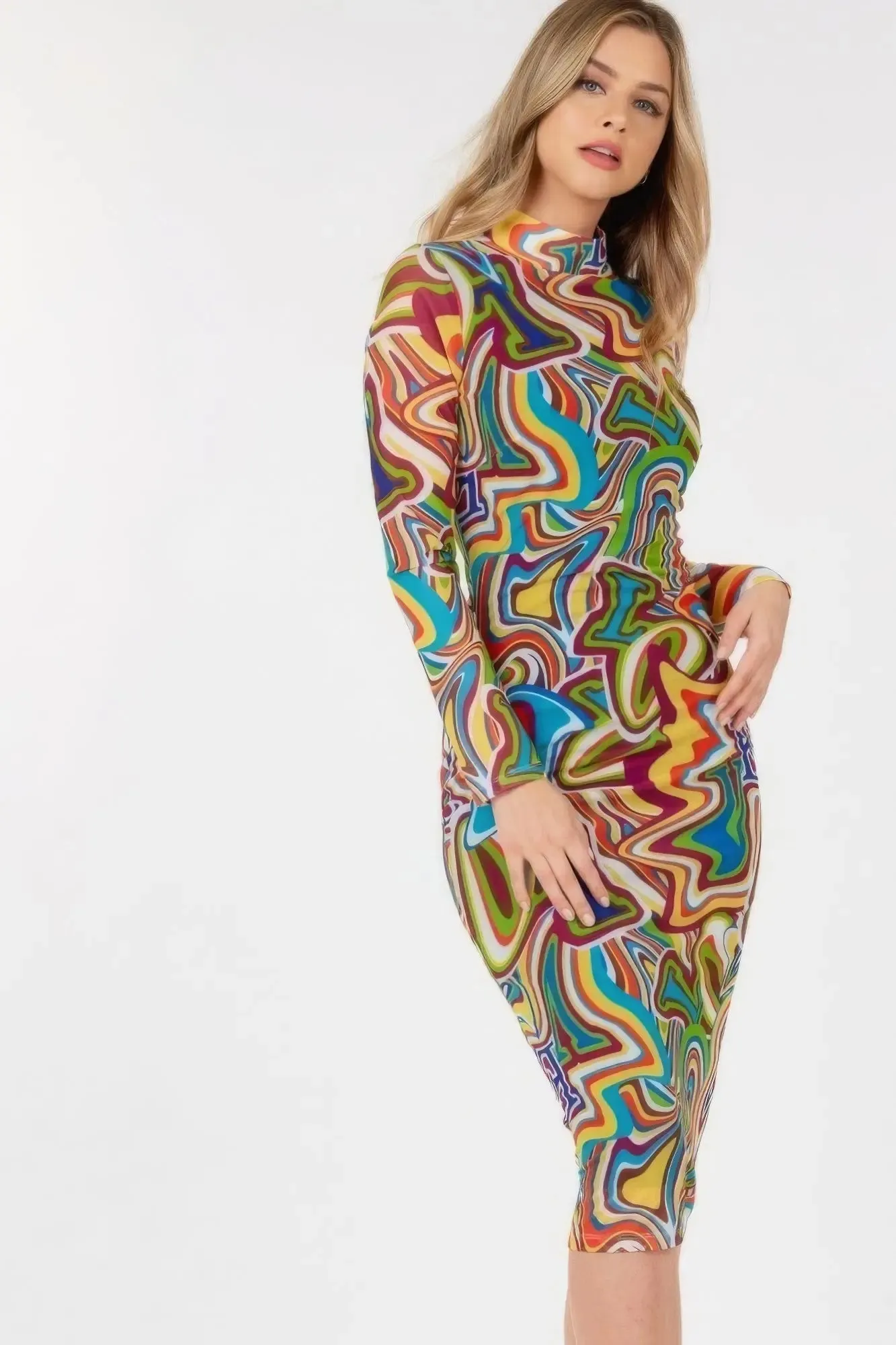 Long Sleeve Bodycon With Letter Print