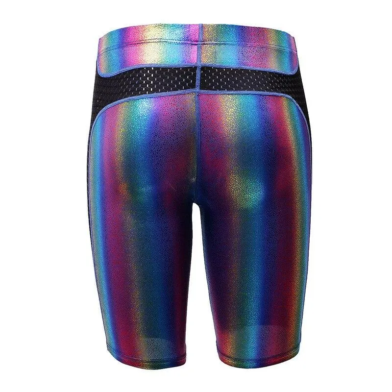 Metallic Rainbow Capri Shorts