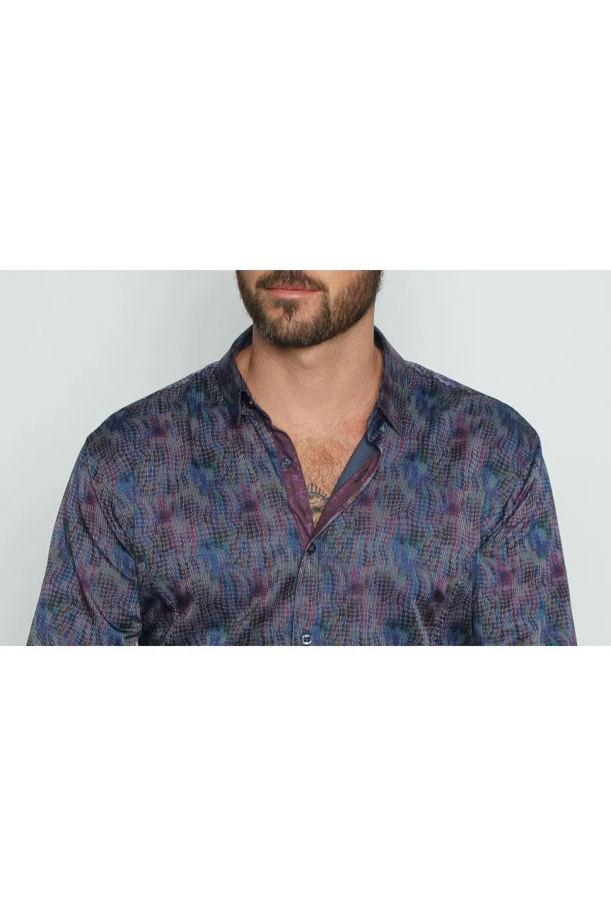 Multi Color Wave Design Button Down Shirt