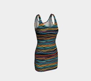 Multi-colored Abstract Lines Bodycon Dress