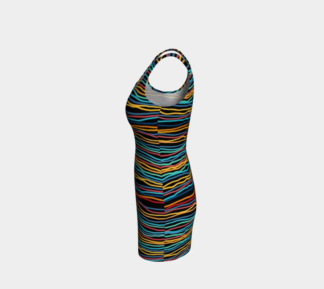 Multi-colored Abstract Lines Bodycon Dress