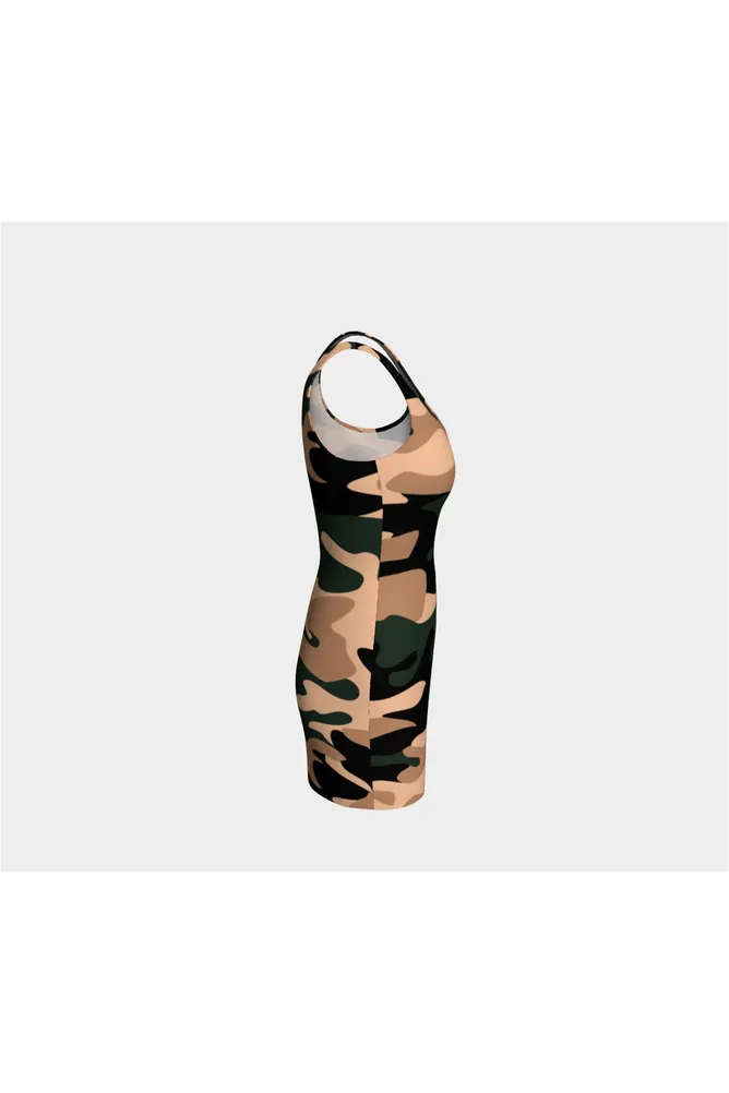 Nude Tone Camouflage Bodycon Dress