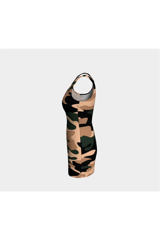 Nude Tone Camouflage Bodycon Dress