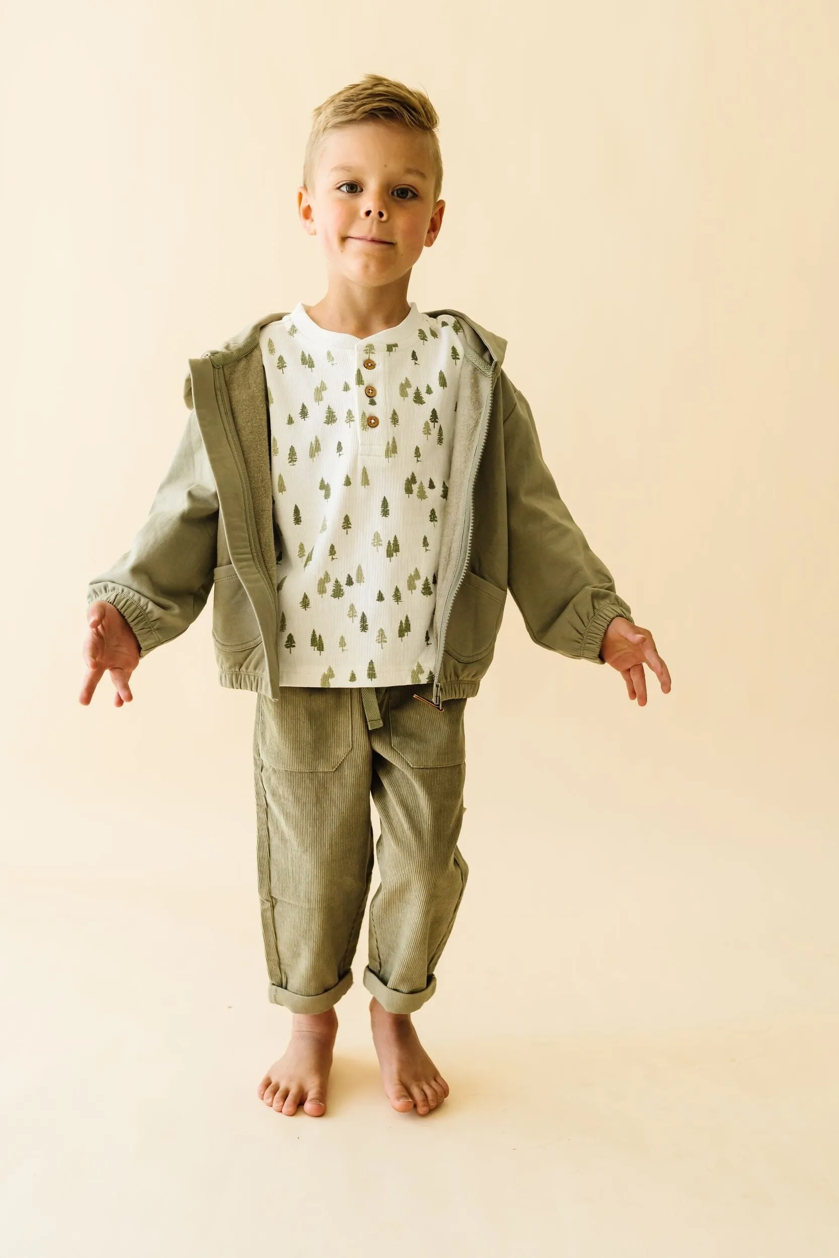 Organic Tee and Corduroy Pant Set | Olive