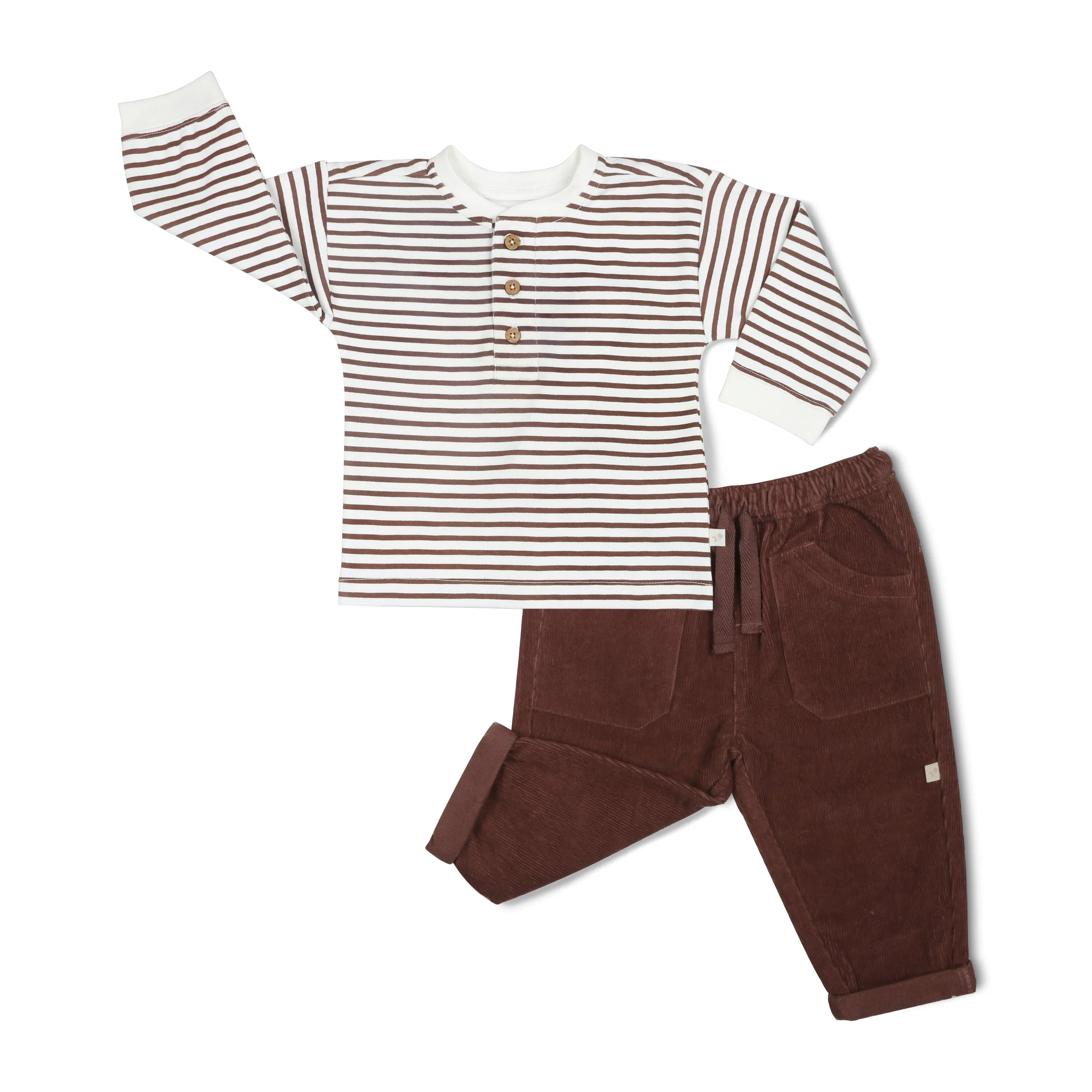 Organic Tee and Corduroy Pant Set | Plum