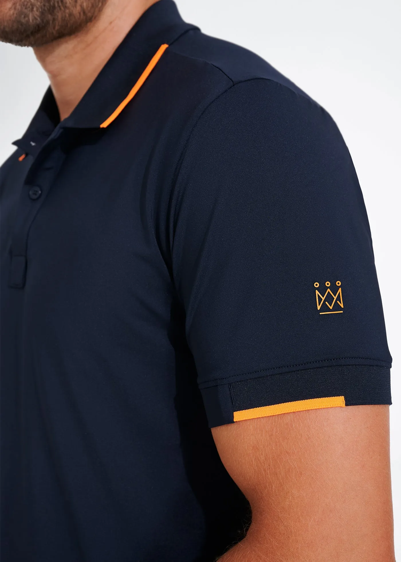 Performance Tipped Polo | Navy w/ Orange Tipping