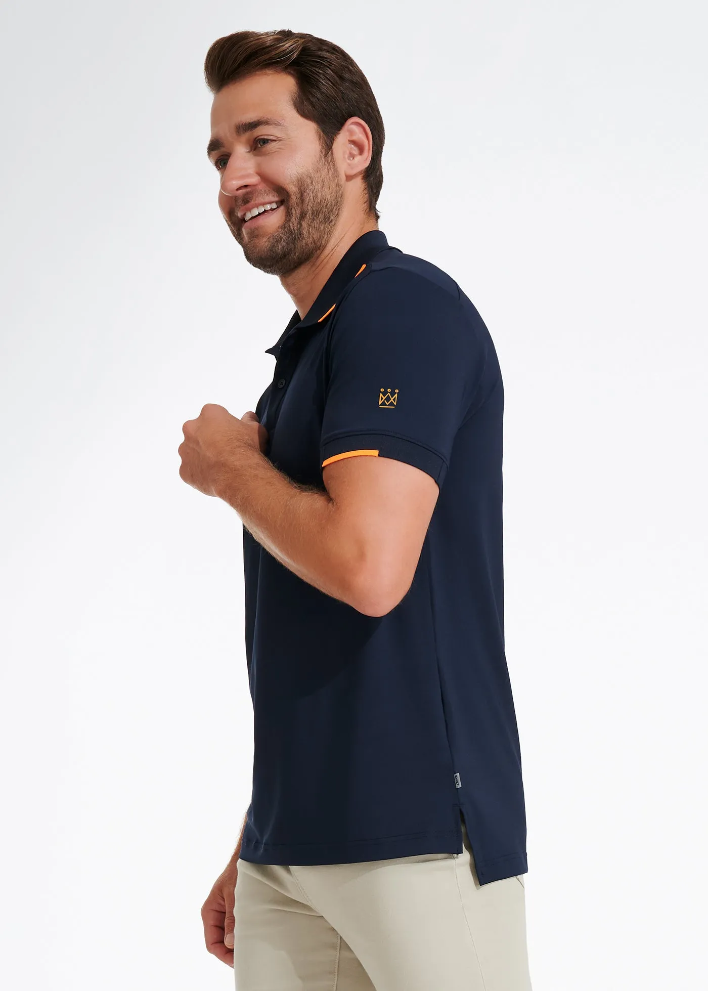 Performance Tipped Polo | Navy w/ Orange Tipping