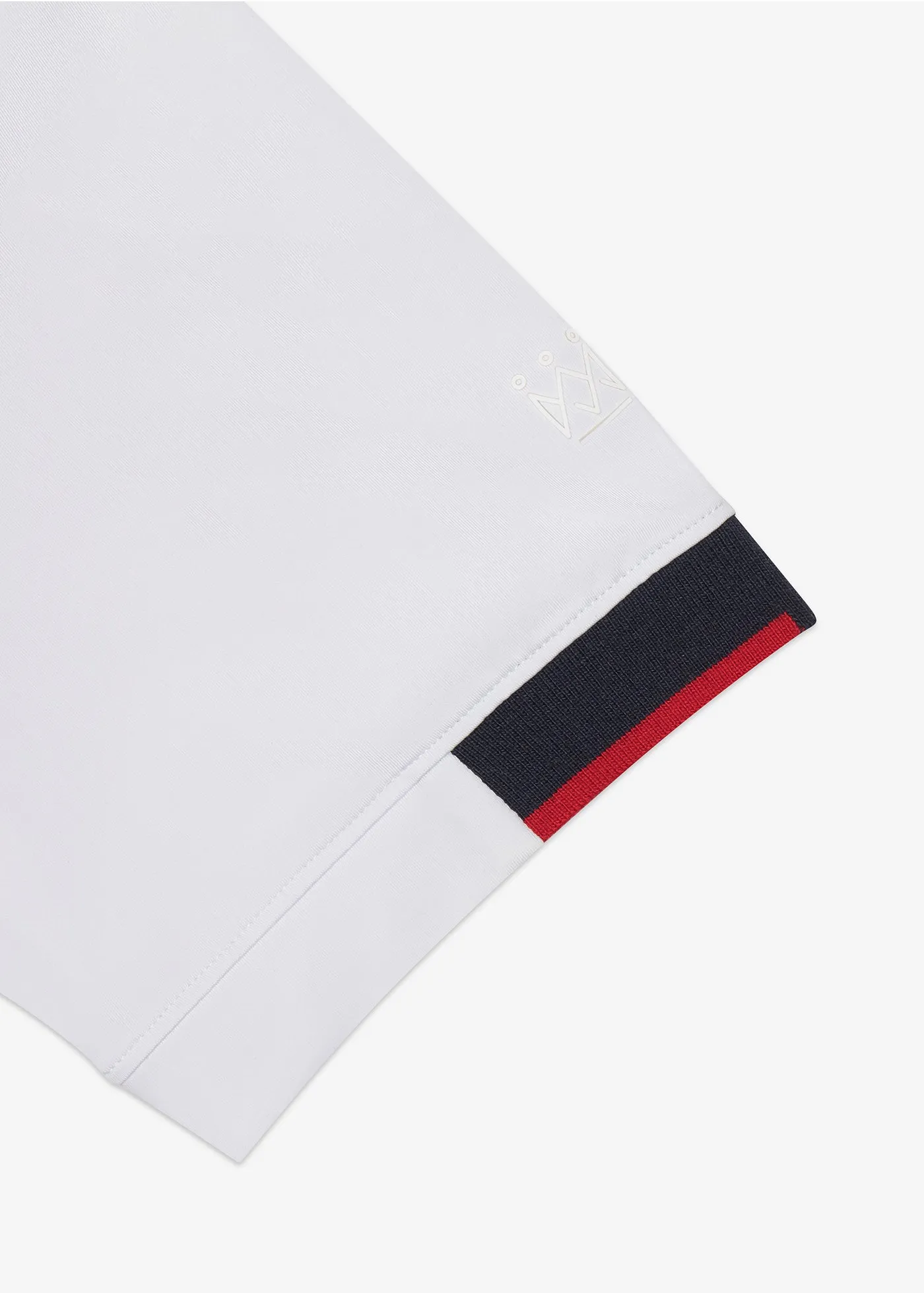 Performance Tipped Polo | White w/ Navy Collar & Red Tipping