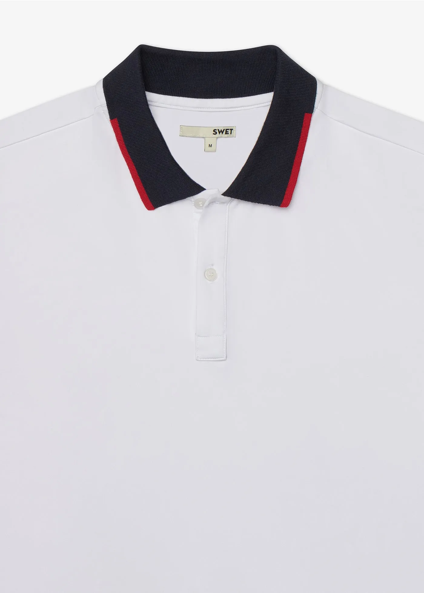 Performance Tipped Polo | White w/ Navy Collar & Red Tipping