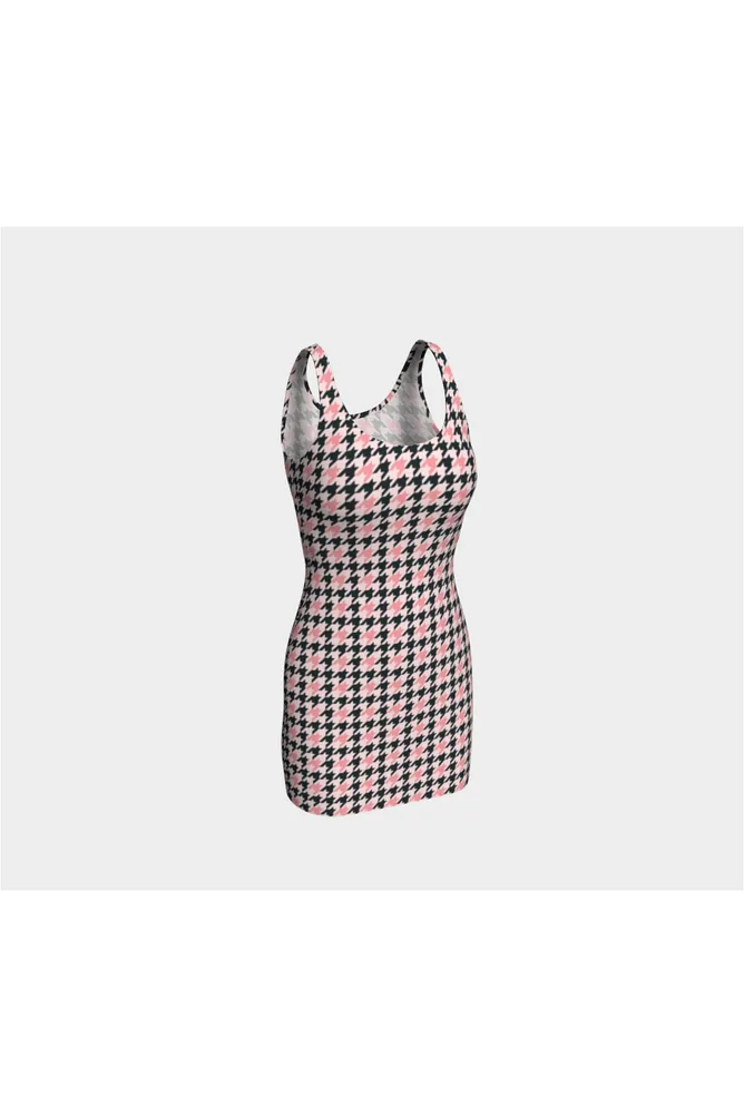 Pink Houndstooth Bodycon Dress