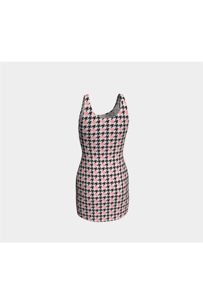 Pink Houndstooth Bodycon Dress