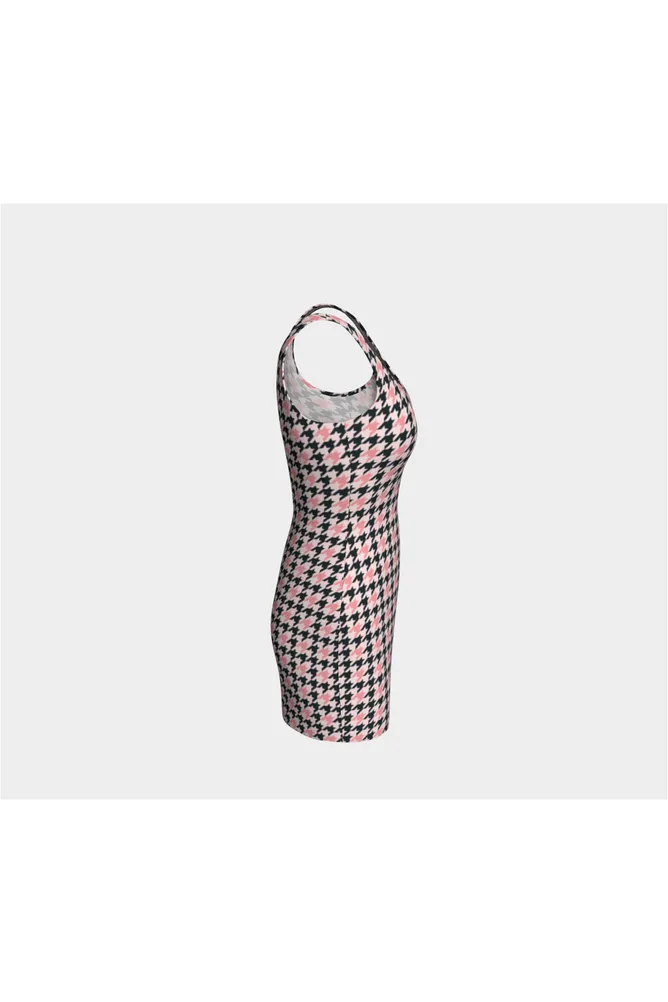 Pink Houndstooth Bodycon Dress