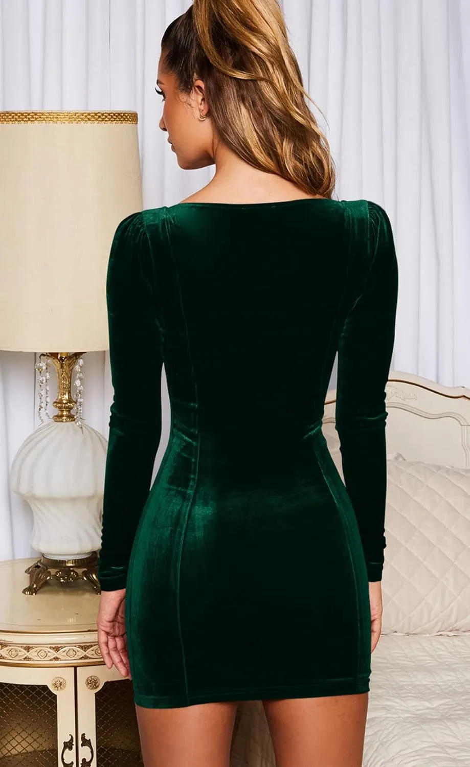 "Ultimate Glamour: Luxurious Velvet Bodycon Mini Party Dress for Women"