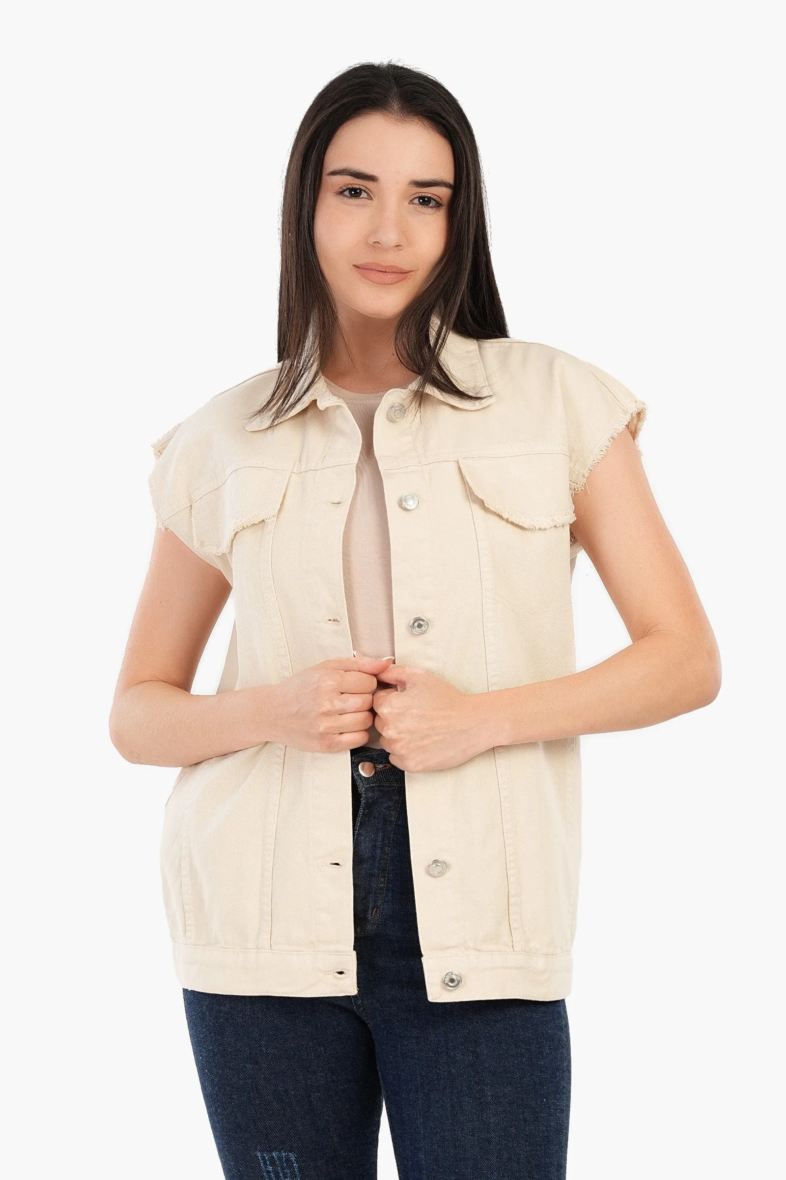 Raw Hem Denim Vest