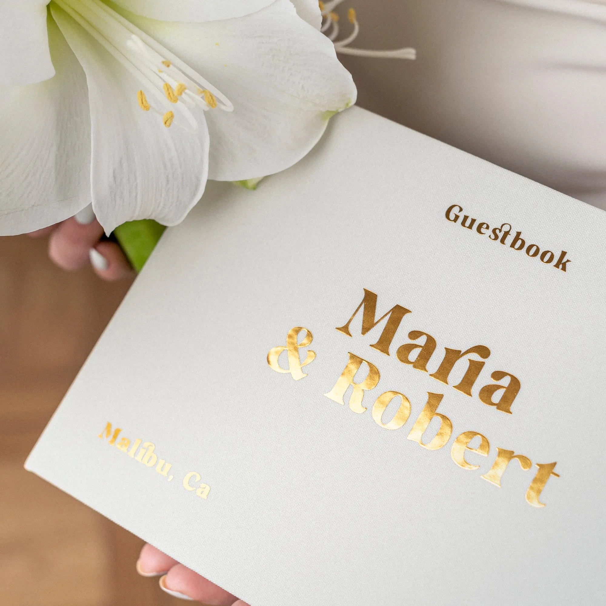 Silky White   Gold Metallic |  Guest Book