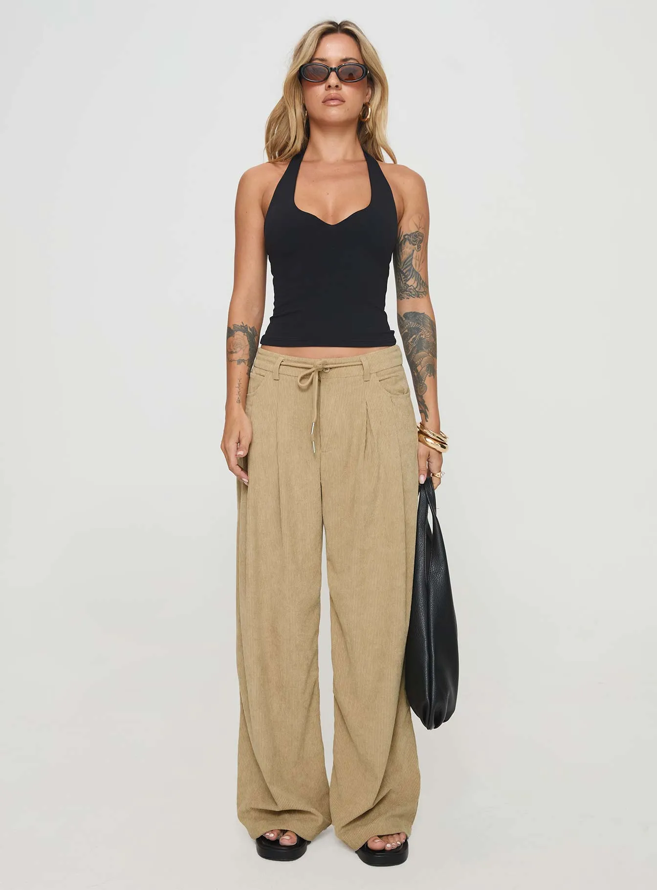 Slouched Tie Up Pant Latte