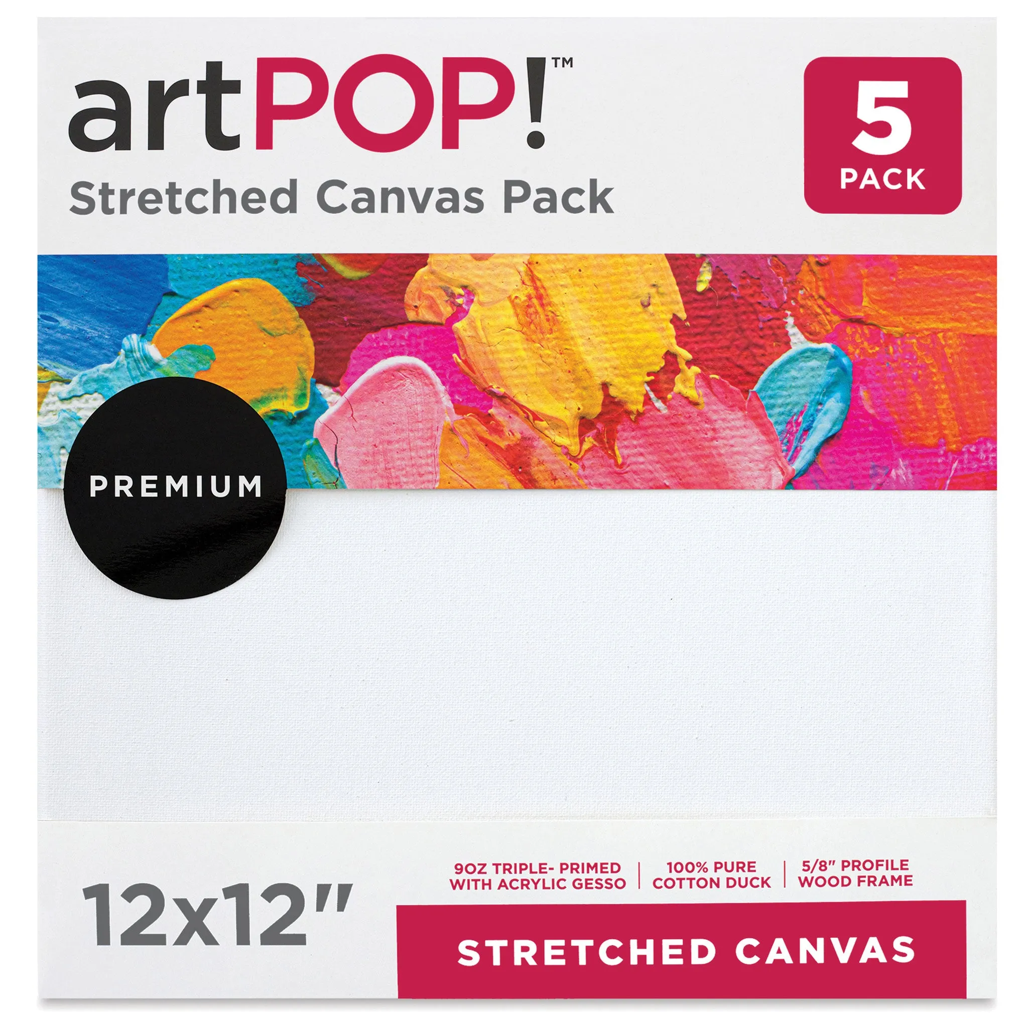 Stretched Canvas Pack - 12" x 12", Pkg of 5