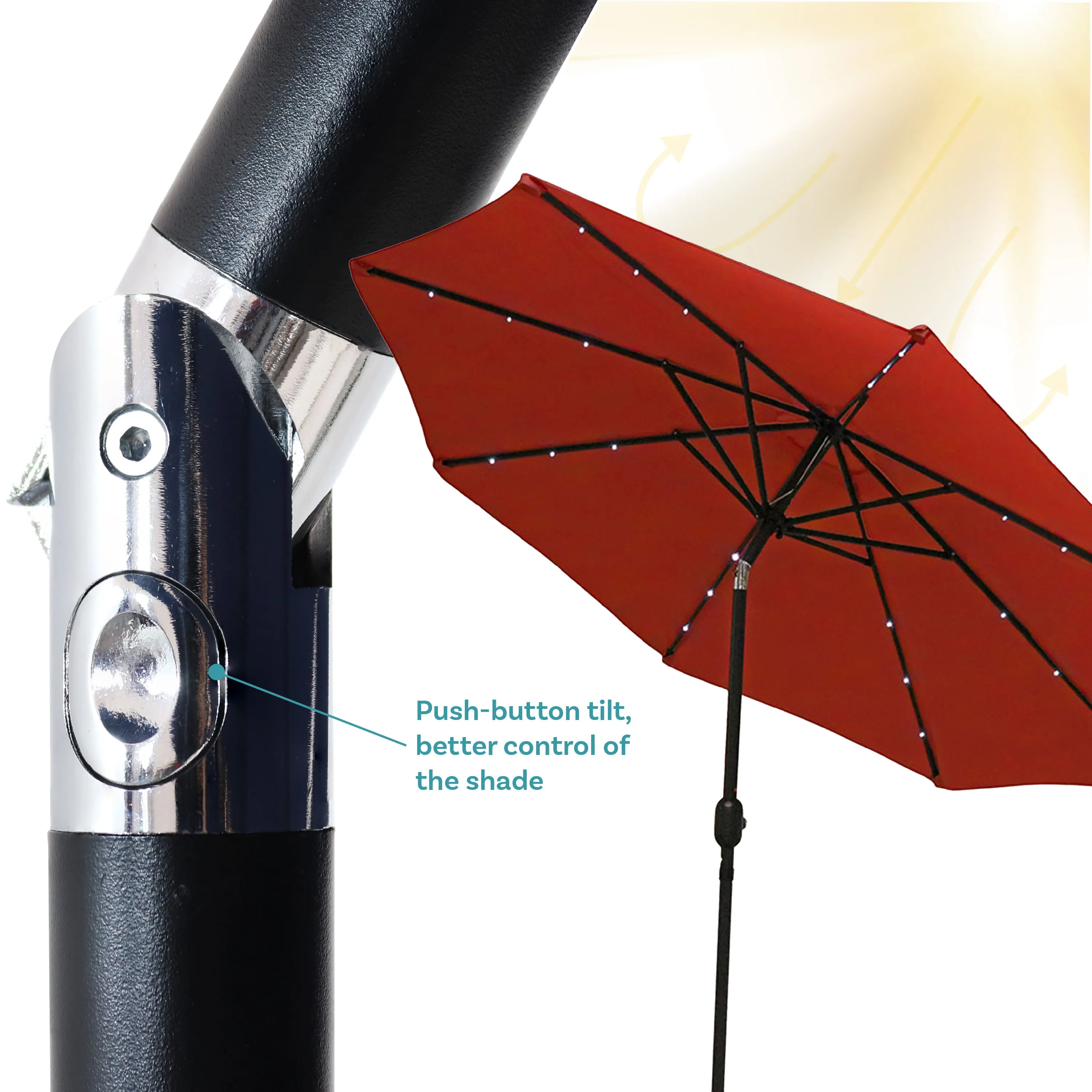 Sunnydaze 9' Solar LED Outdoor Patio Umbrella with Tilt and Crank