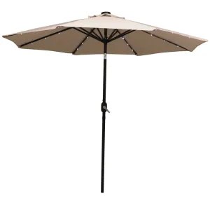 Sunnydaze 9' Solar LED Outdoor Patio Umbrella with Tilt and Crank