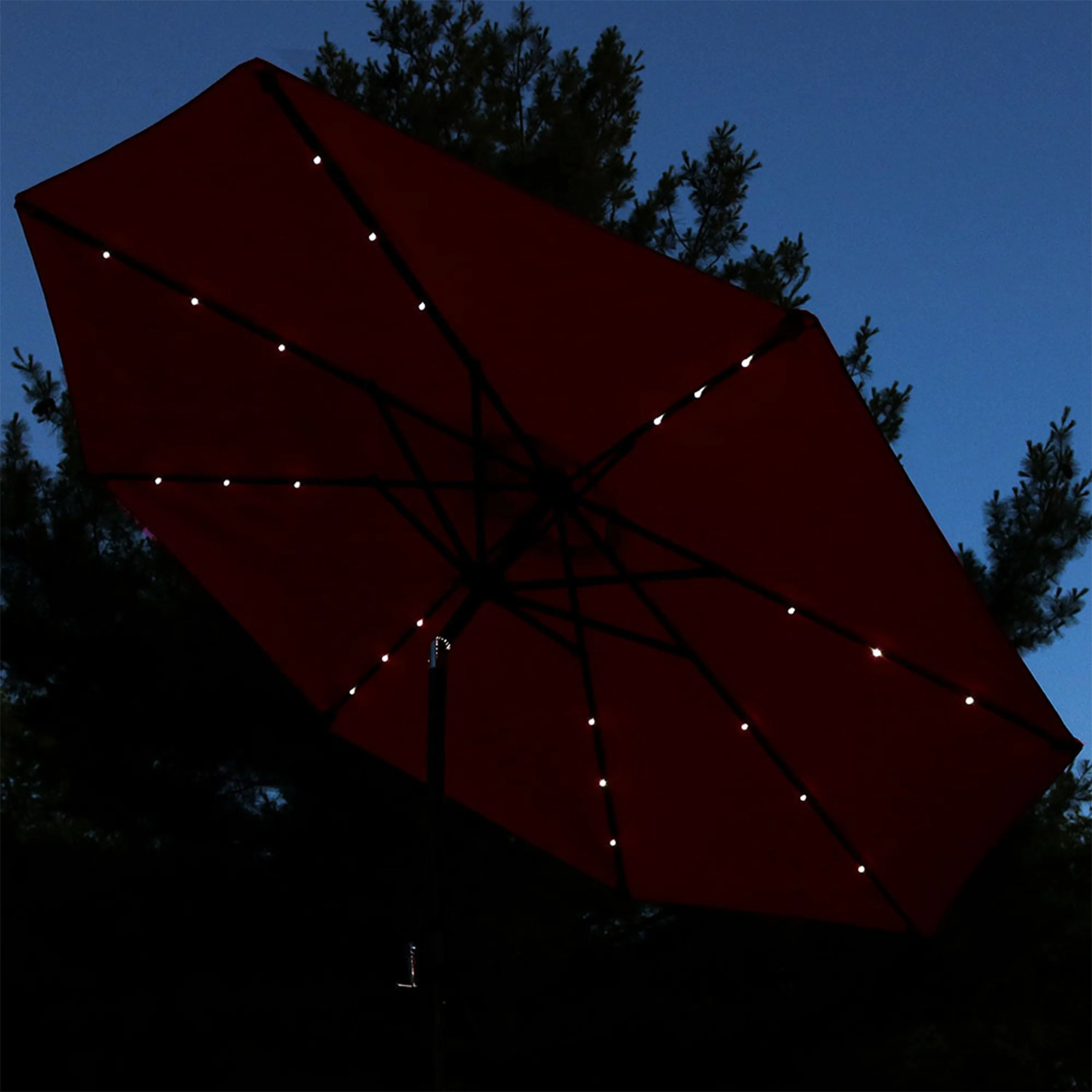 Sunnydaze 9' Solar LED Outdoor Patio Umbrella with Tilt and Crank