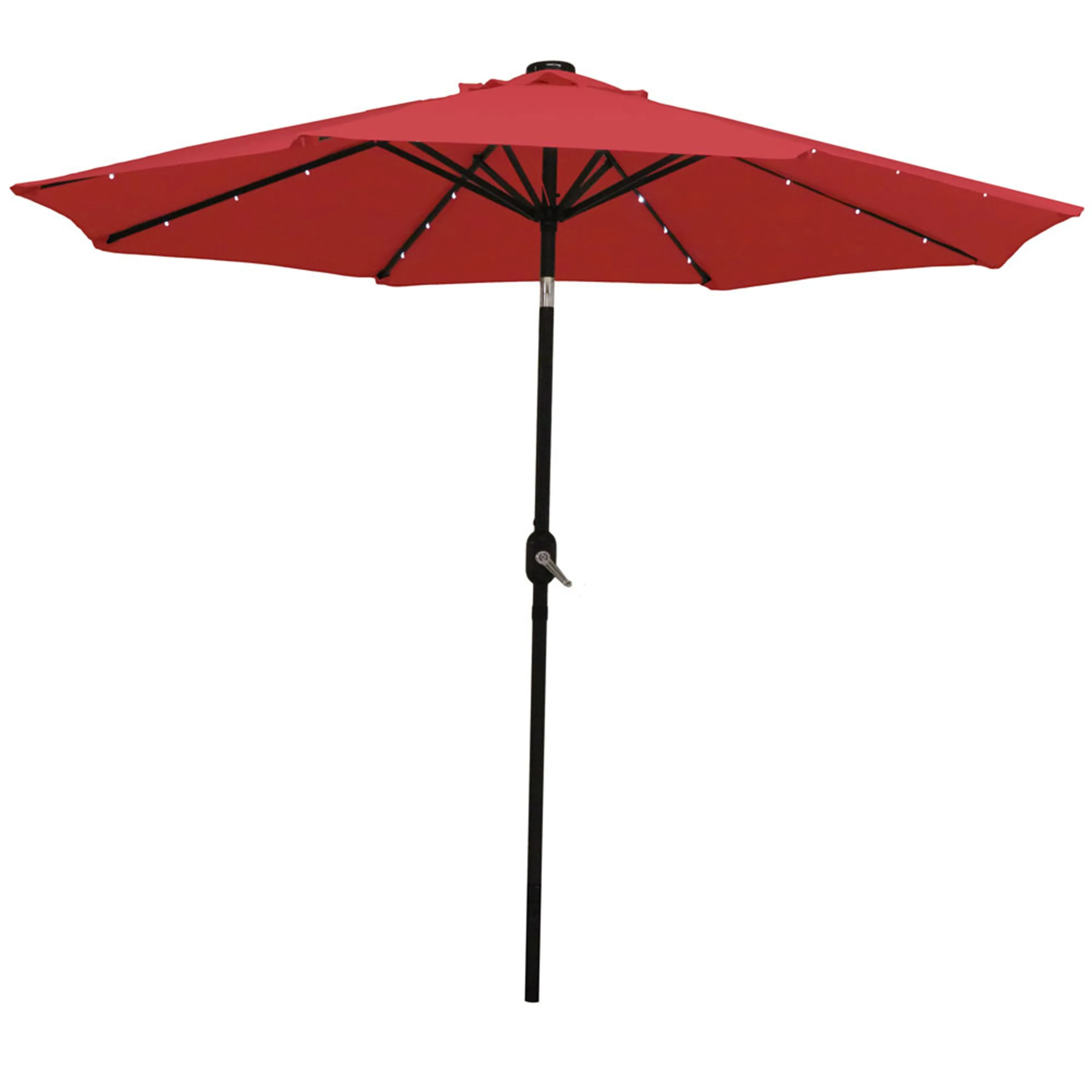 Sunnydaze 9' Solar LED Outdoor Patio Umbrella with Tilt and Crank