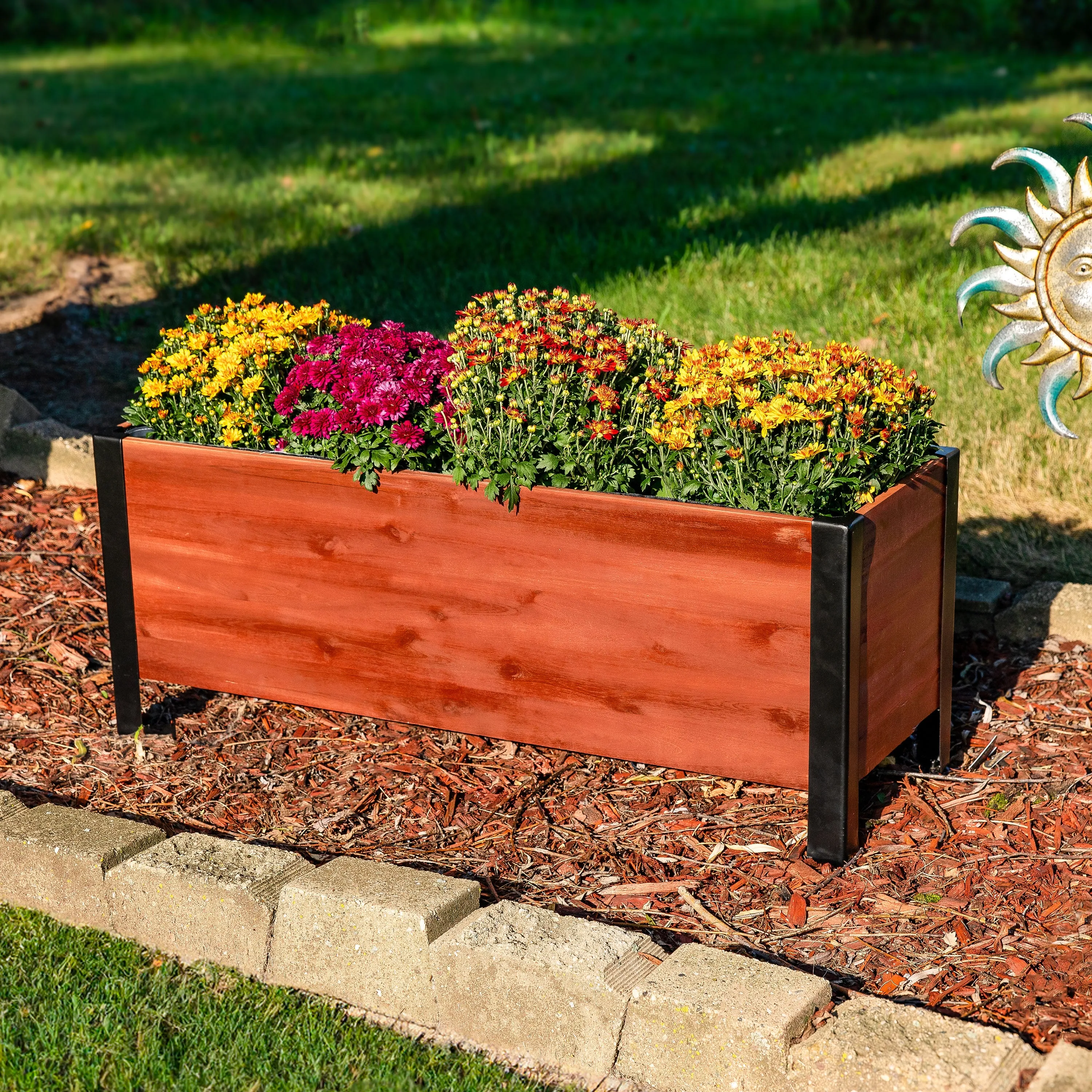 Sunnydaze Acacia Wood Raised Garden Bed Planter Box - 14.75" H