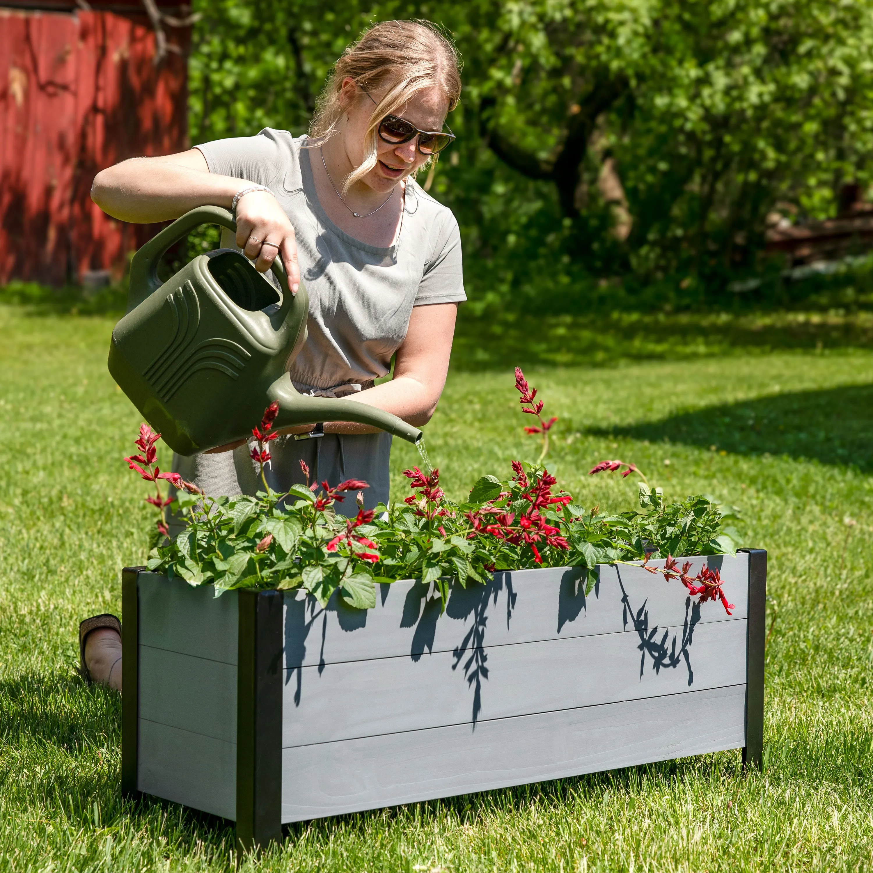 Sunnydaze Acacia Wood Raised Garden Bed Planter Box - 14.75" H