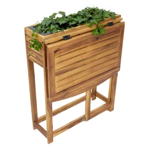 Sunnydaze Acacia Wood Raised Garden Bed with Shelf - 30.5" H