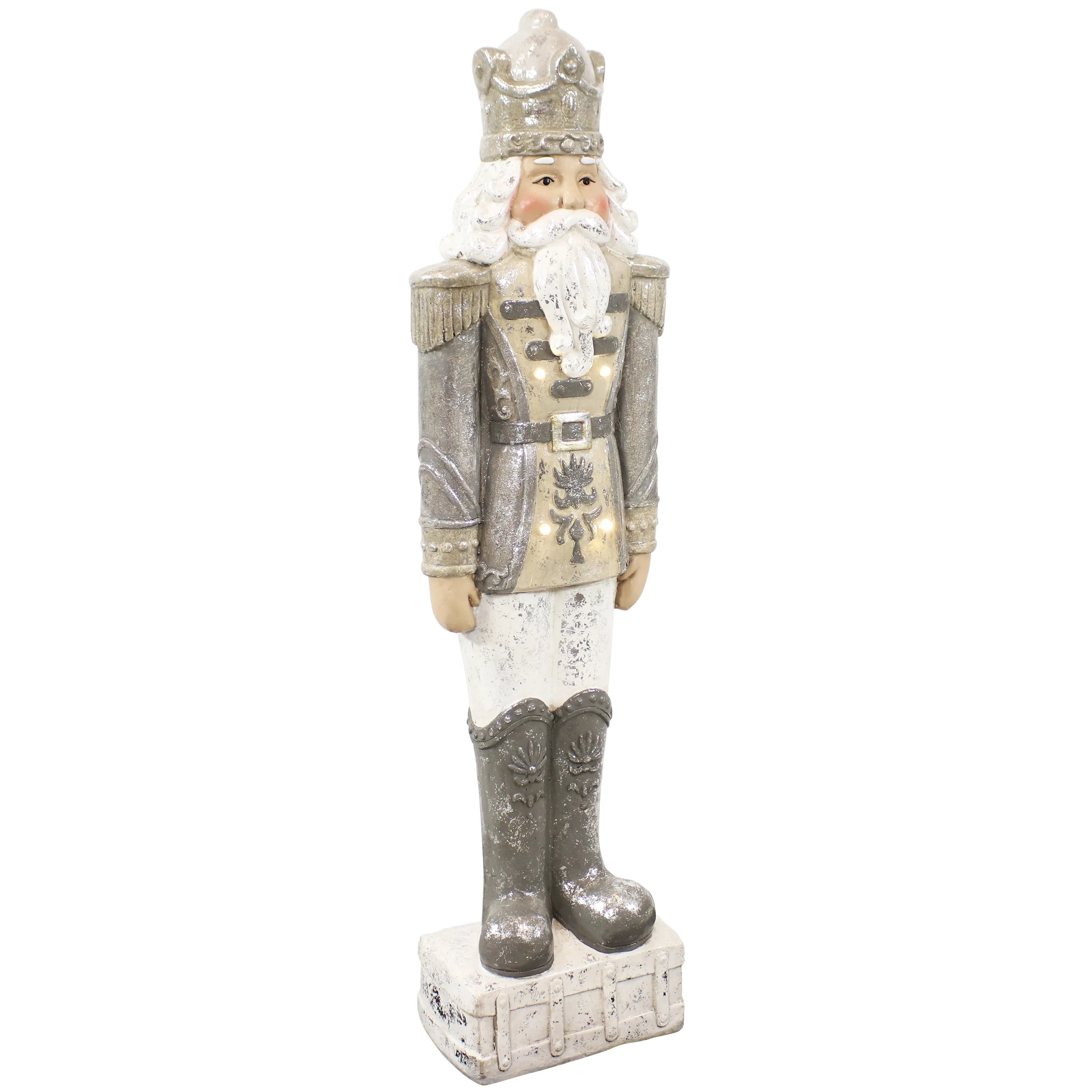 Sunnydaze Alexei the Defender Silver Nutcracker Statue - 36" H