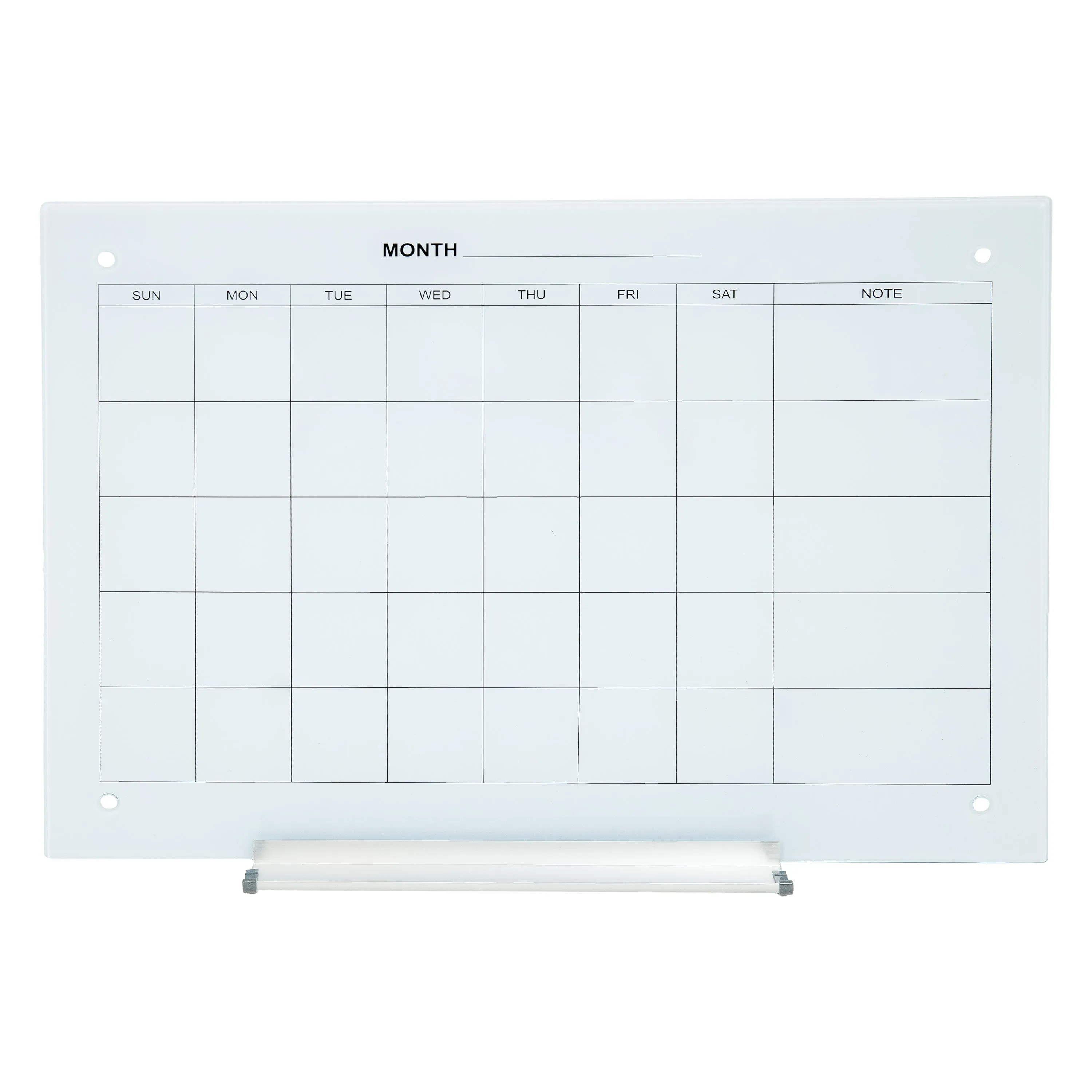 Sunnydaze Glass Whiteboard Calendar for Wall with Markers