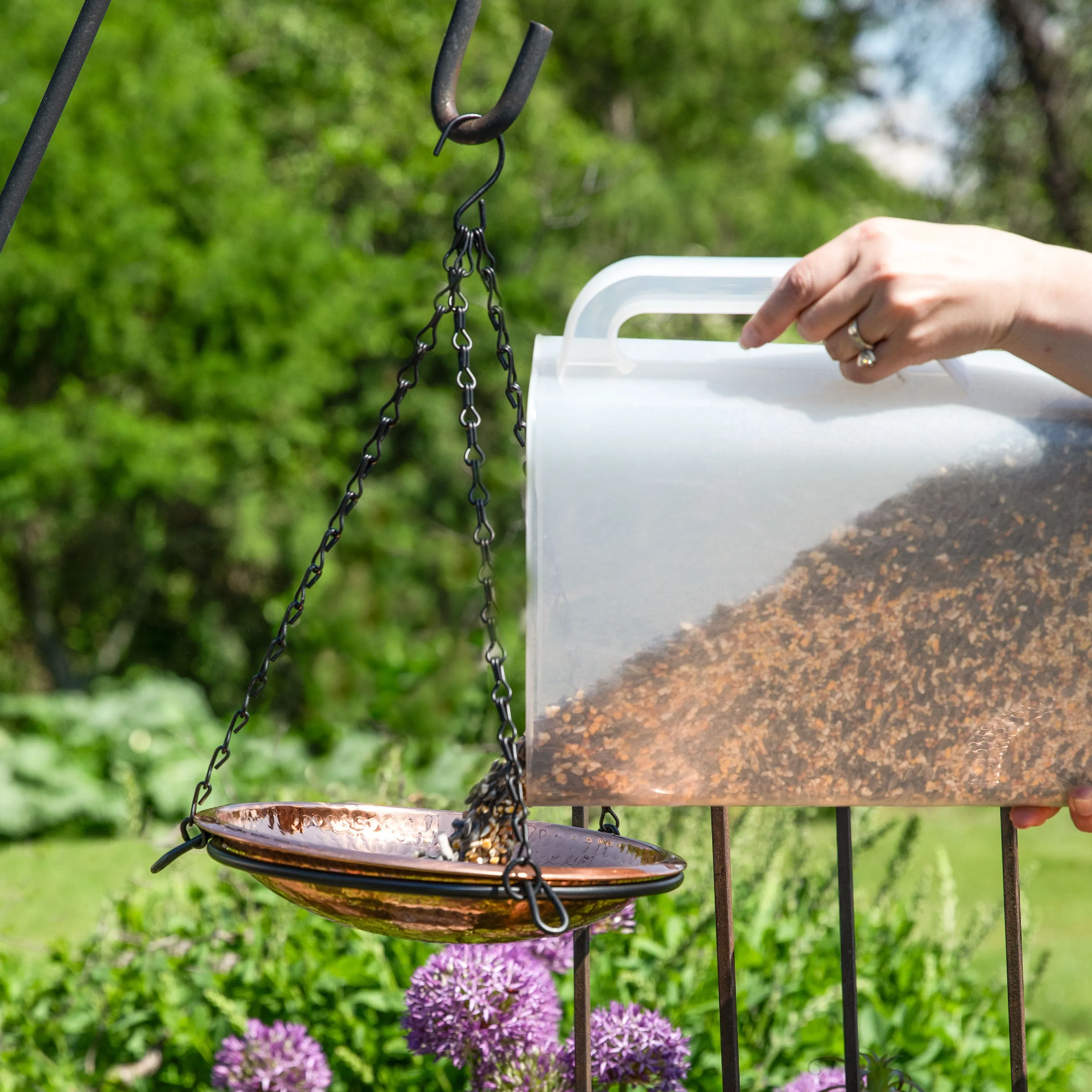 Sunnydaze Hand-Hammered Hanging Copper Bird Bath or Bird Feeder