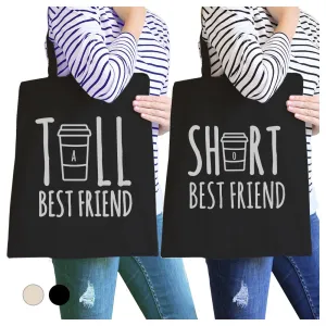 Tall Short Cup BFF Matching Canvas Bags Funny Friends Gift Ideas