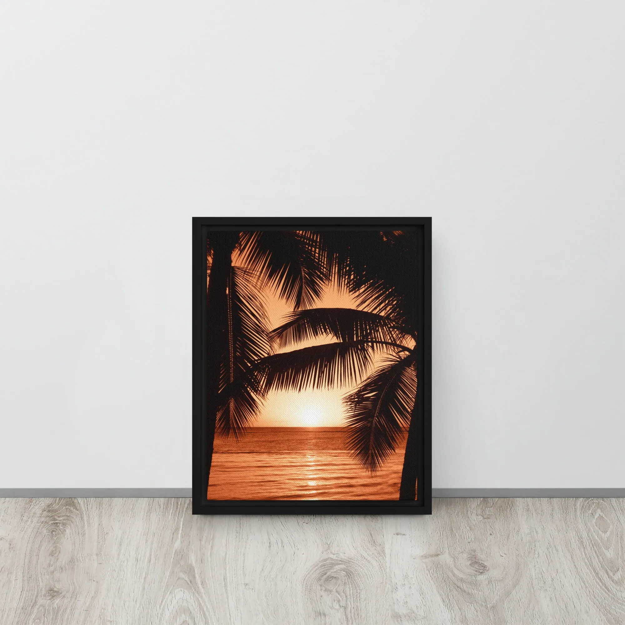 Tropical Sunset Framed Canvas Print